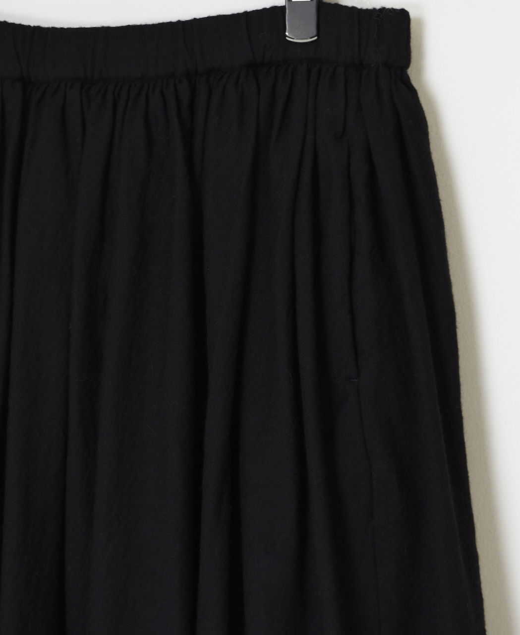 NMDS24574P(スカート) BOILED WOOL PLAIN RAJASTHAN TUCK GATHERED SKIRT WITH LINING