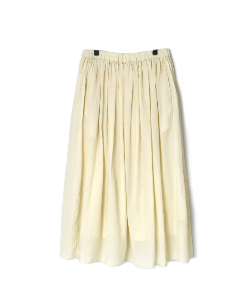 NMDS24574P(スカート) BOILED WOOL PLAIN RAJASTHAN TUCK GATHERED SKIRT WITH LINING