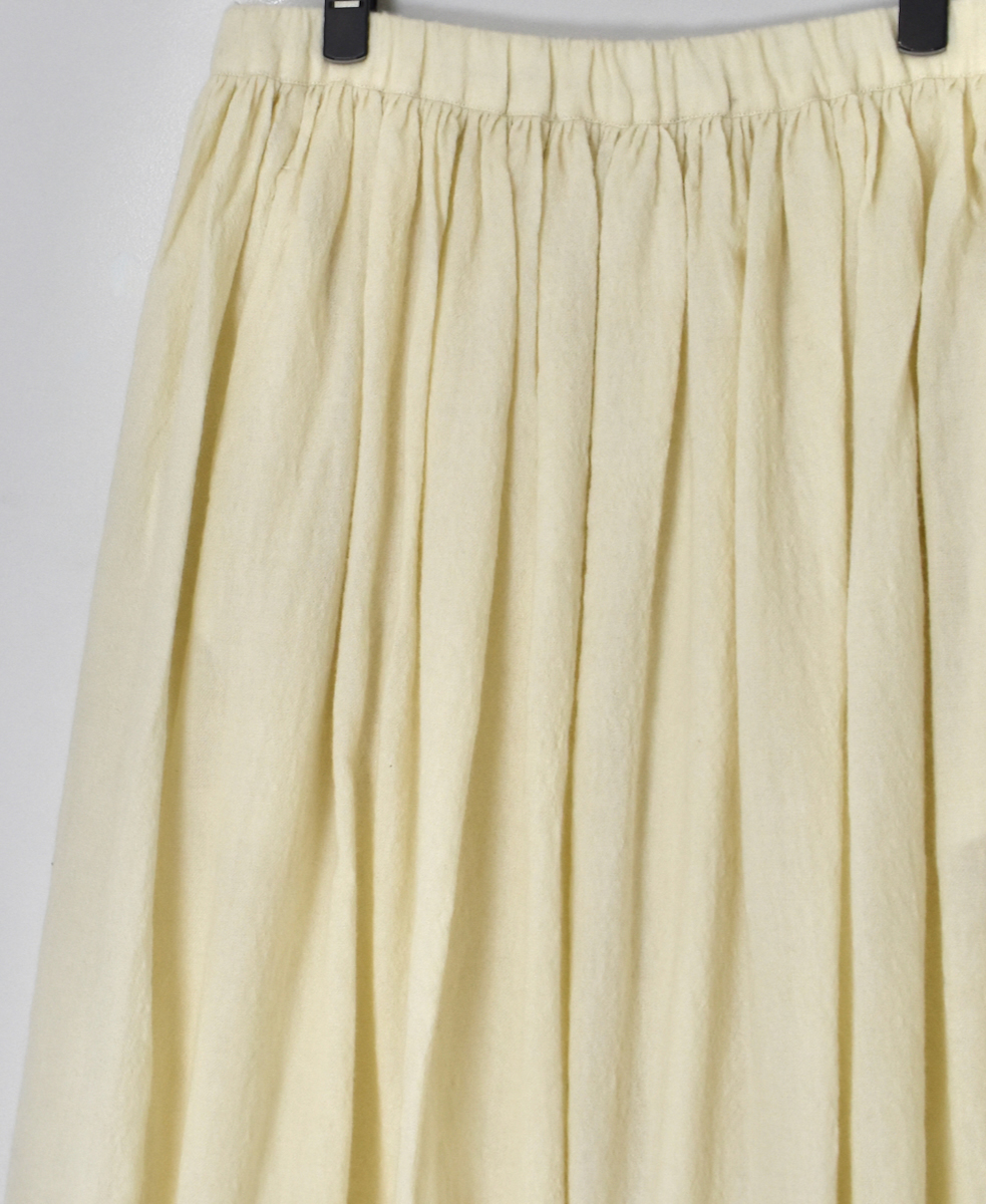 NMDS24574P(スカート) BOILED WOOL PLAIN RAJASTHAN TUCK GATHERED SKIRT WITH LINING