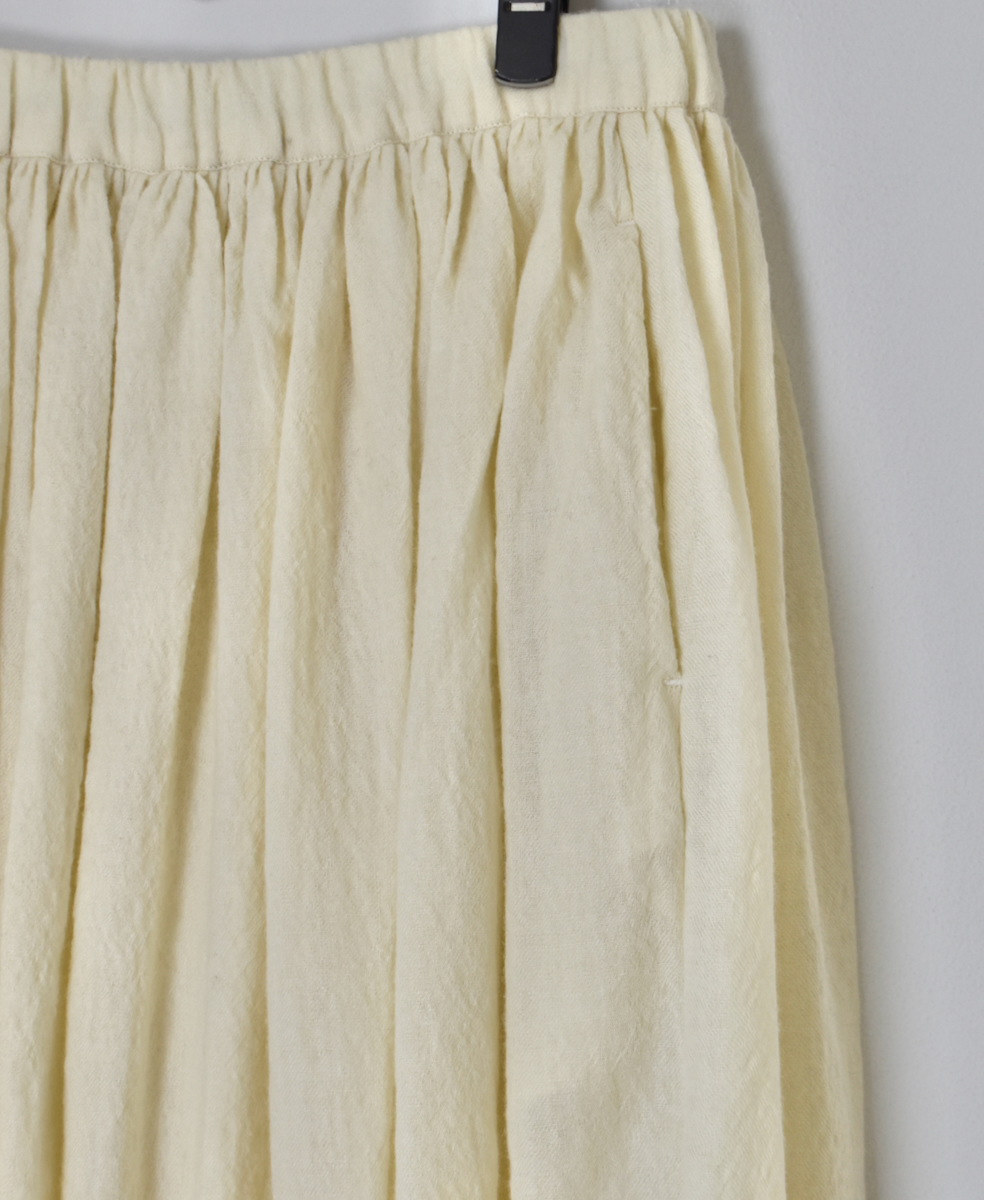 NMDS24574P(スカート) BOILED WOOL PLAIN RAJASTHAN TUCK GATHERED SKIRT WITH LINING