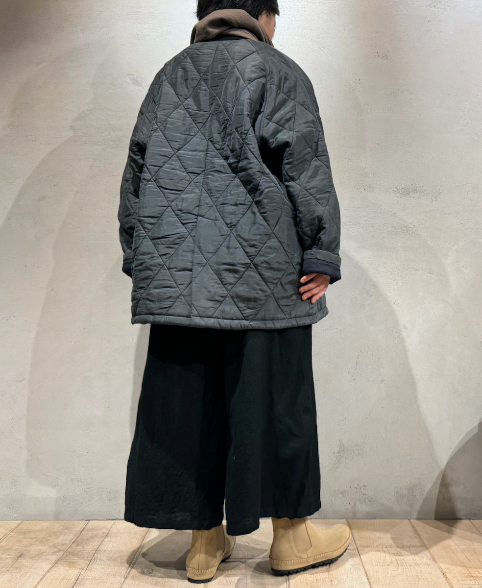 NMDS24512(コート) PADDED SILK PLAIN FRONT BUTTON HALF COAT