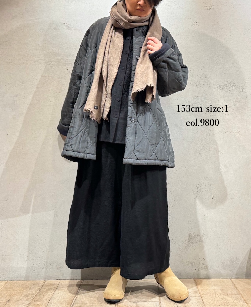 NMDS24512(コート) PADDED SILK PLAIN FRONT BUTTON HALF COAT