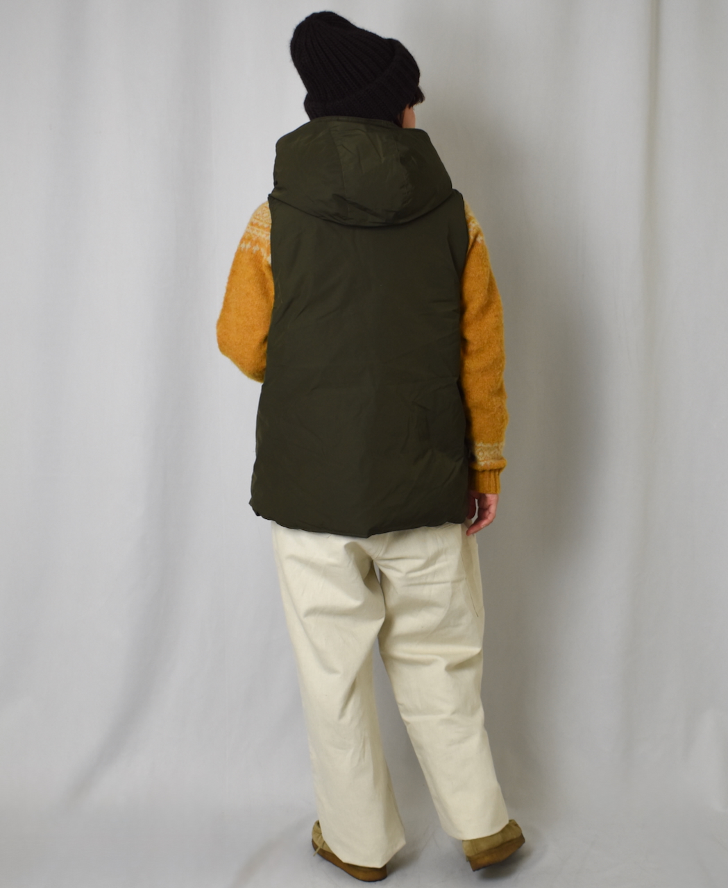 NAM2461(ベスト) POLY×COTTON REVERSIBLE DOWN SNAP FRONT HOODED VEST