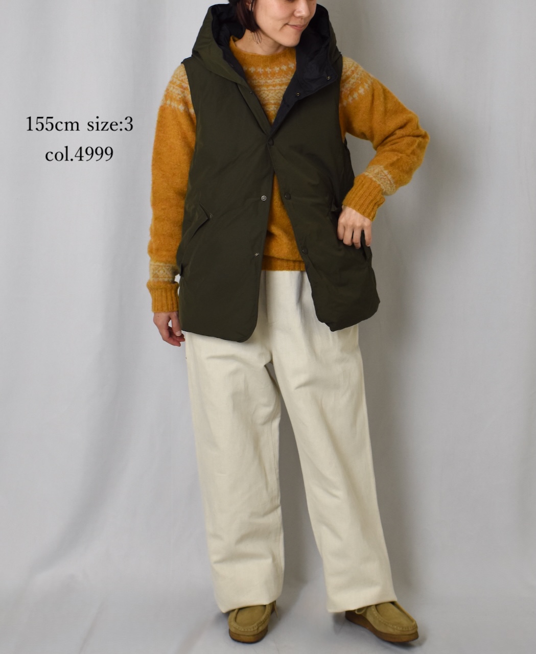 NAM2461(ベスト) POLY×COTTON REVERSIBLE DOWN SNAP FRONT HOODED VEST