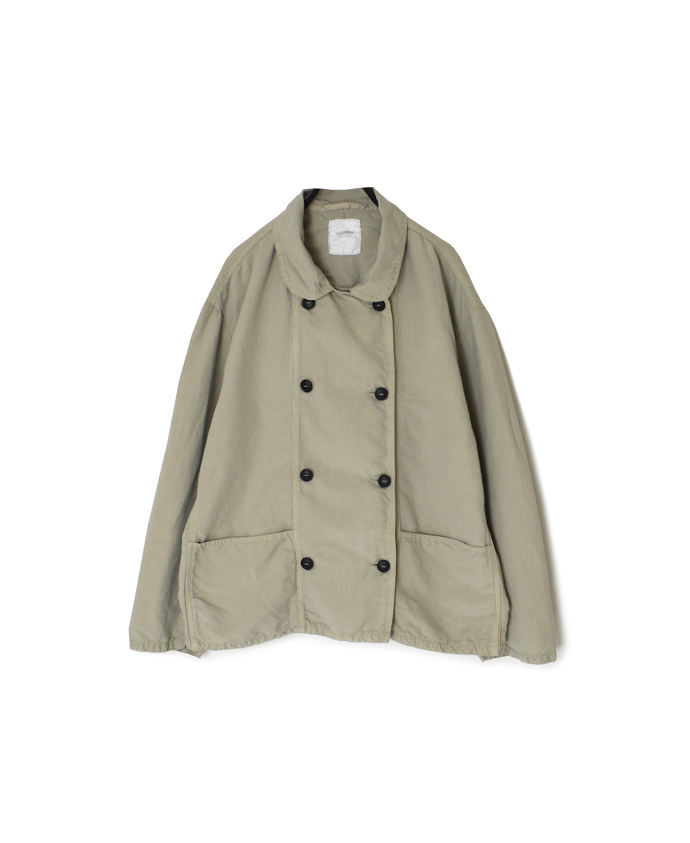 ISNAM2402D(ジャケット) COTTON LINEN OVERDYE ROUND COLLAR DOUBLE JACKET