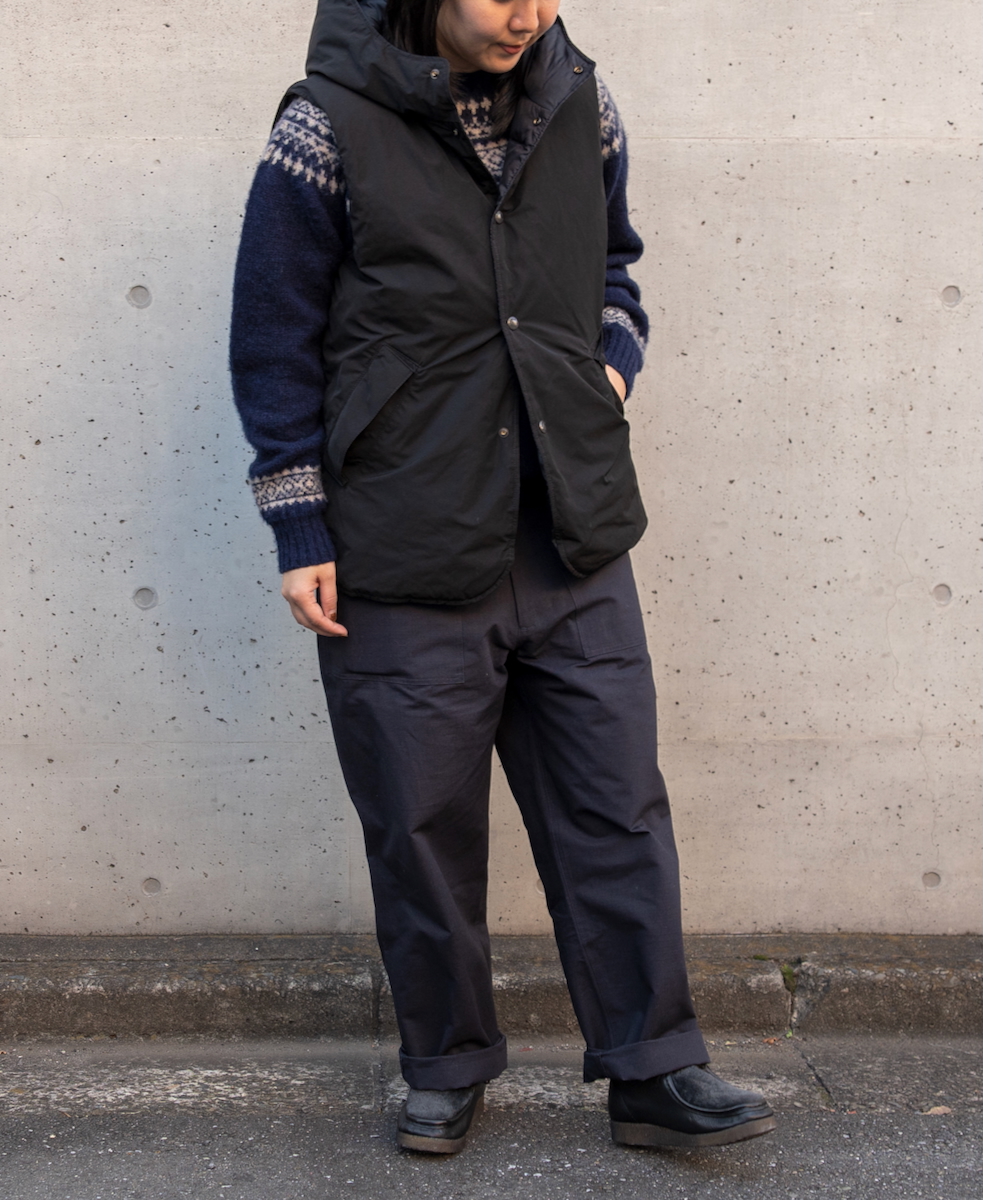 NAM2461(ベスト) POLY×COTTON REVERSIBLE DOWN SNAP FRONT HOODED VEST