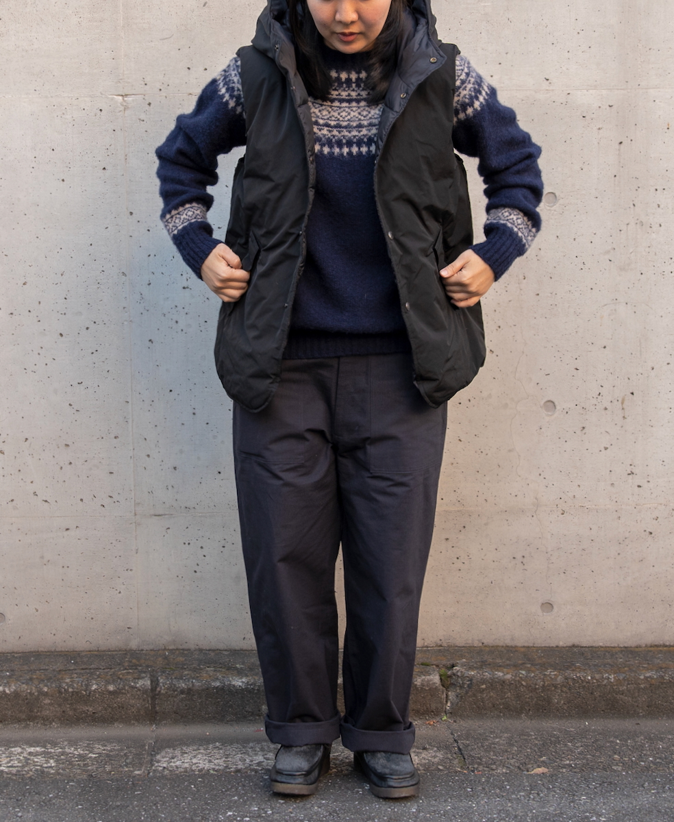 NAM2461(ベスト) POLY×COTTON REVERSIBLE DOWN SNAP FRONT HOODED VEST