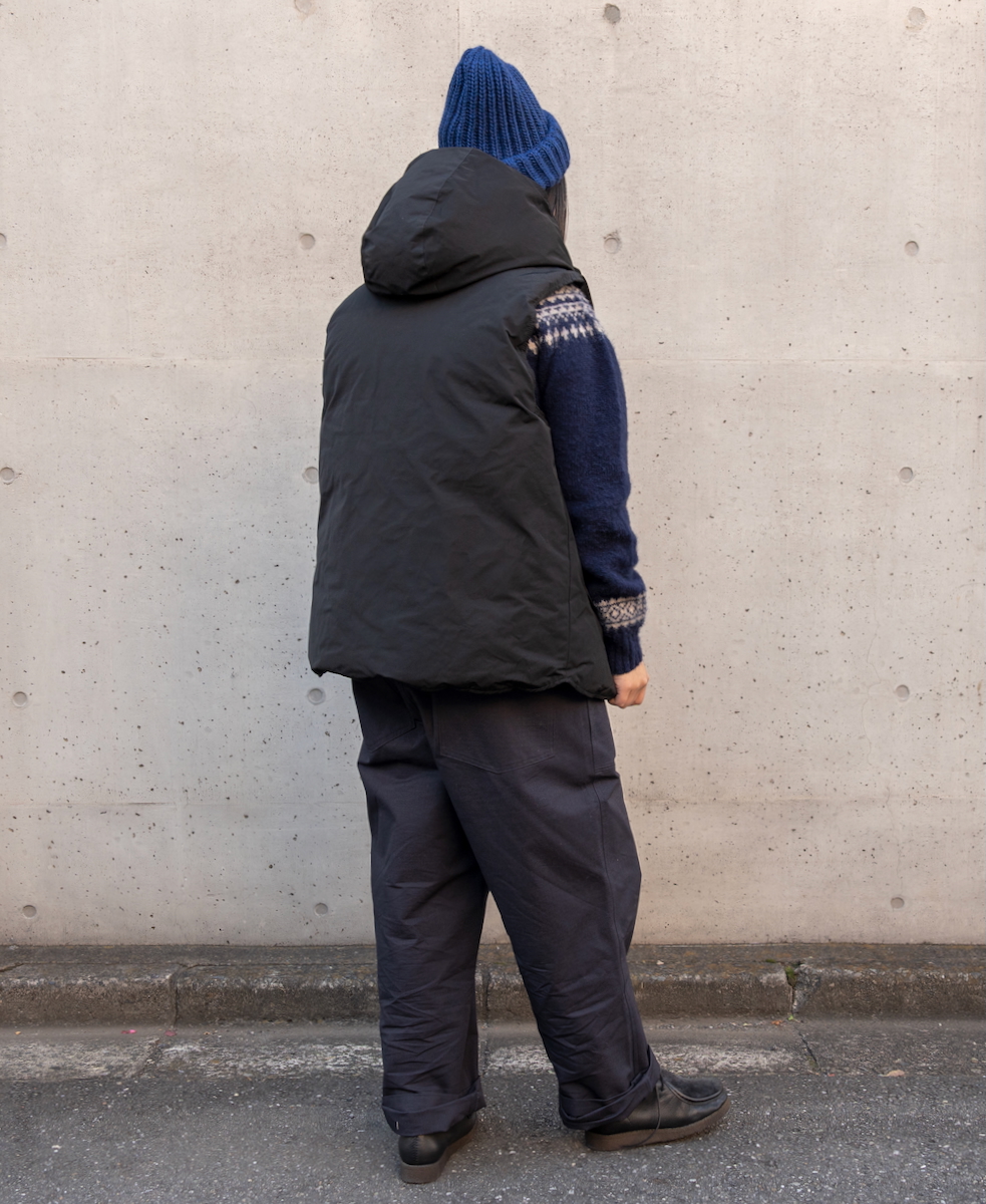 NAM2461(ベスト) POLY×COTTON REVERSIBLE DOWN SNAP FRONT HOODED VEST