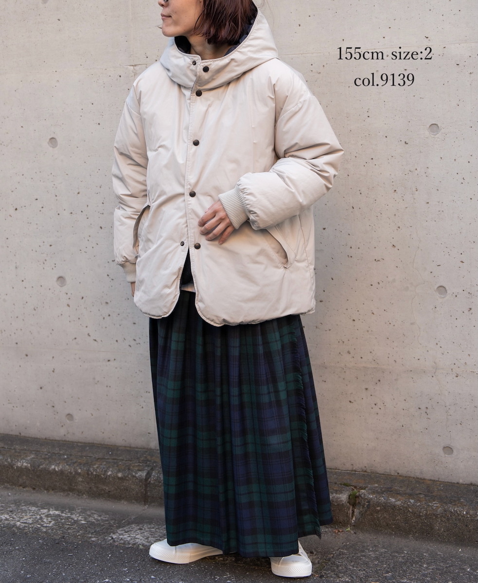 NAM2462 (ジャケット) POLY×COTTON REVERSIBLE DOWN SNAP FRONT HOODED JACKET