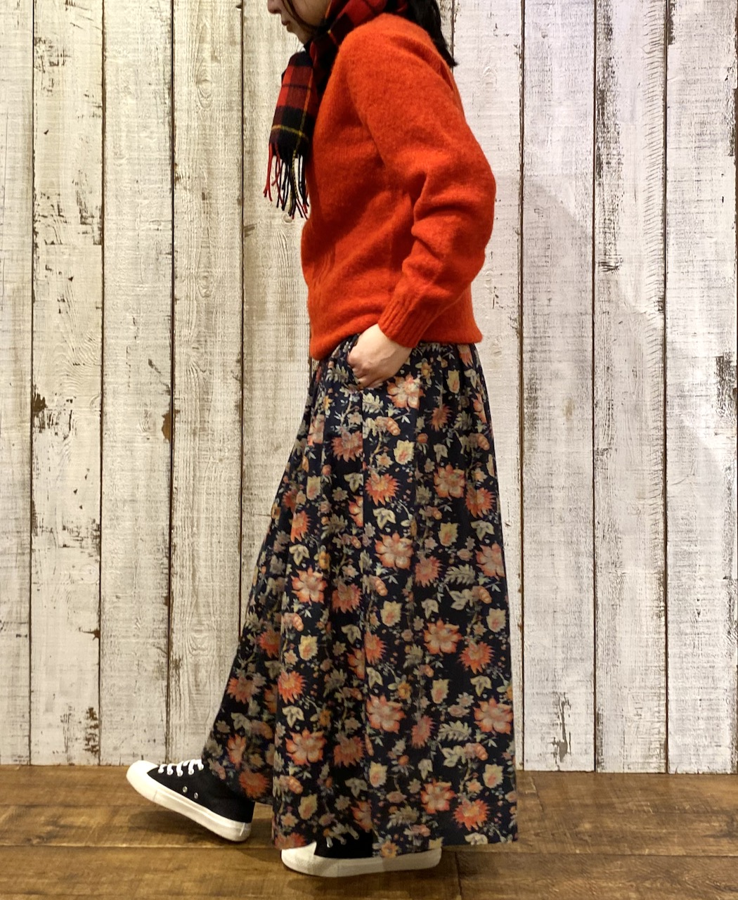 INSL24735(スカート) 60s CAMBRIC FLOWER PRINT GATHERD SKIRT