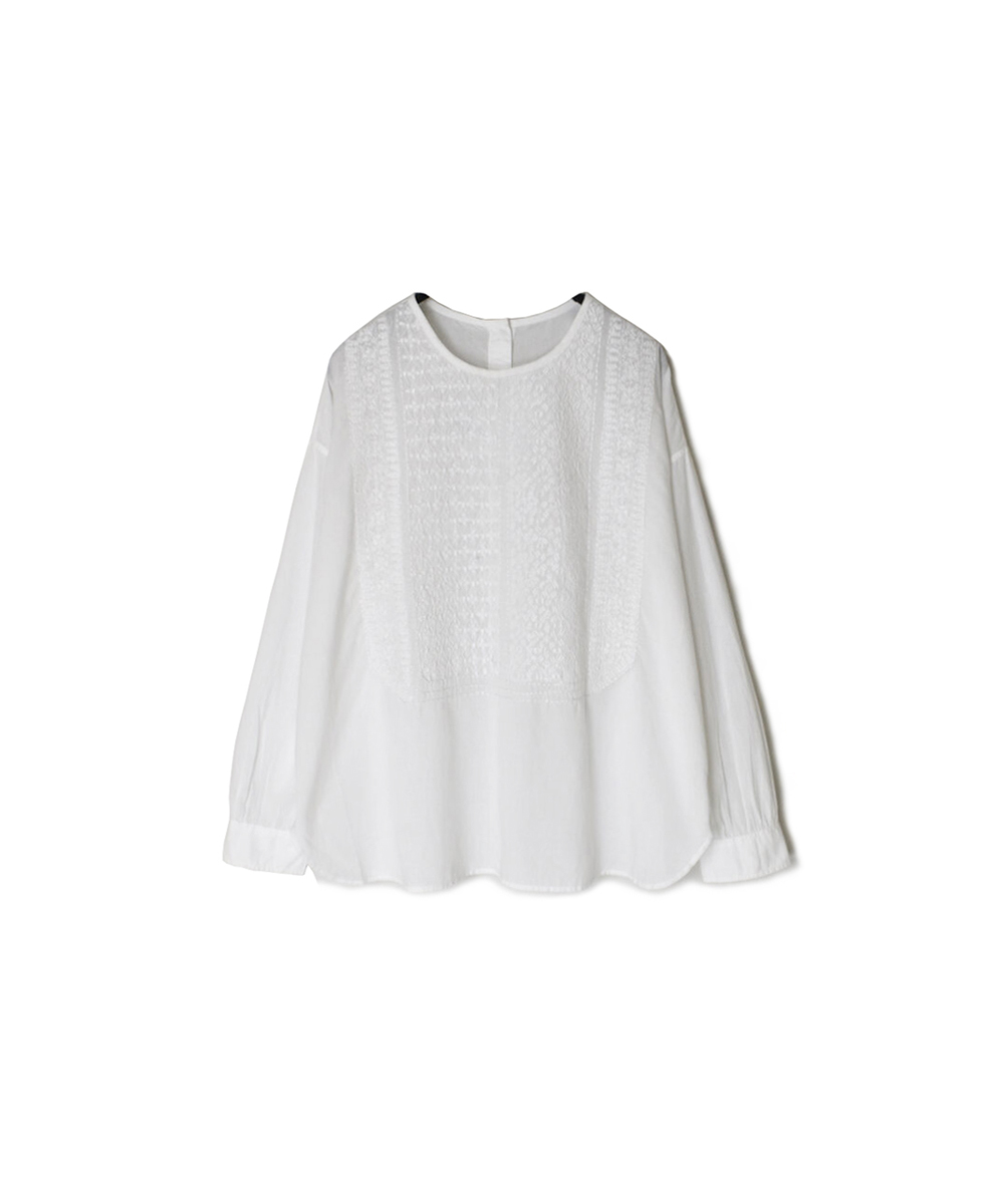 NMDS25202(シャツ) 60s ORGANIC CAMBRIC BACK OPENING CREW-NECK EMB SHIRT