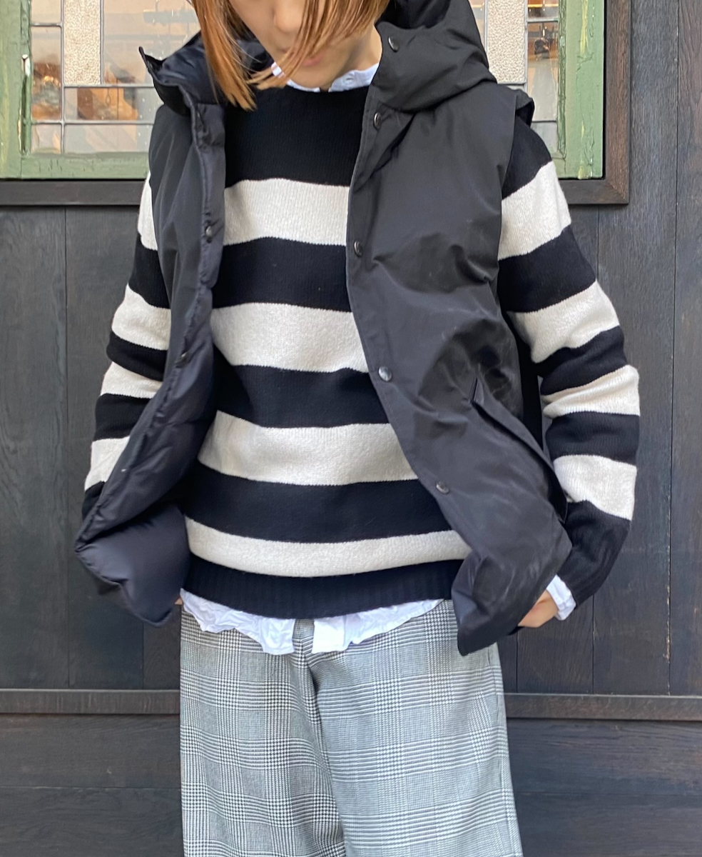 NAM2461(ベスト) POLY×COTTON REVERSIBLE DOWN SNAP FRONT HOODED VEST