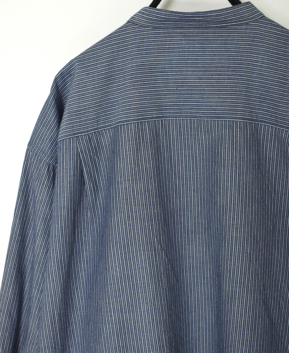 ●NVL2522(シャツ) POPLIN STRIPE BANDED COLLAR L/SL SHIRT