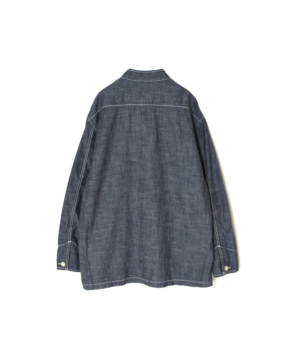 ISNAM2501CB(ジャケット) NAVY CHAMBRAY BANDED COLLAR JACKET