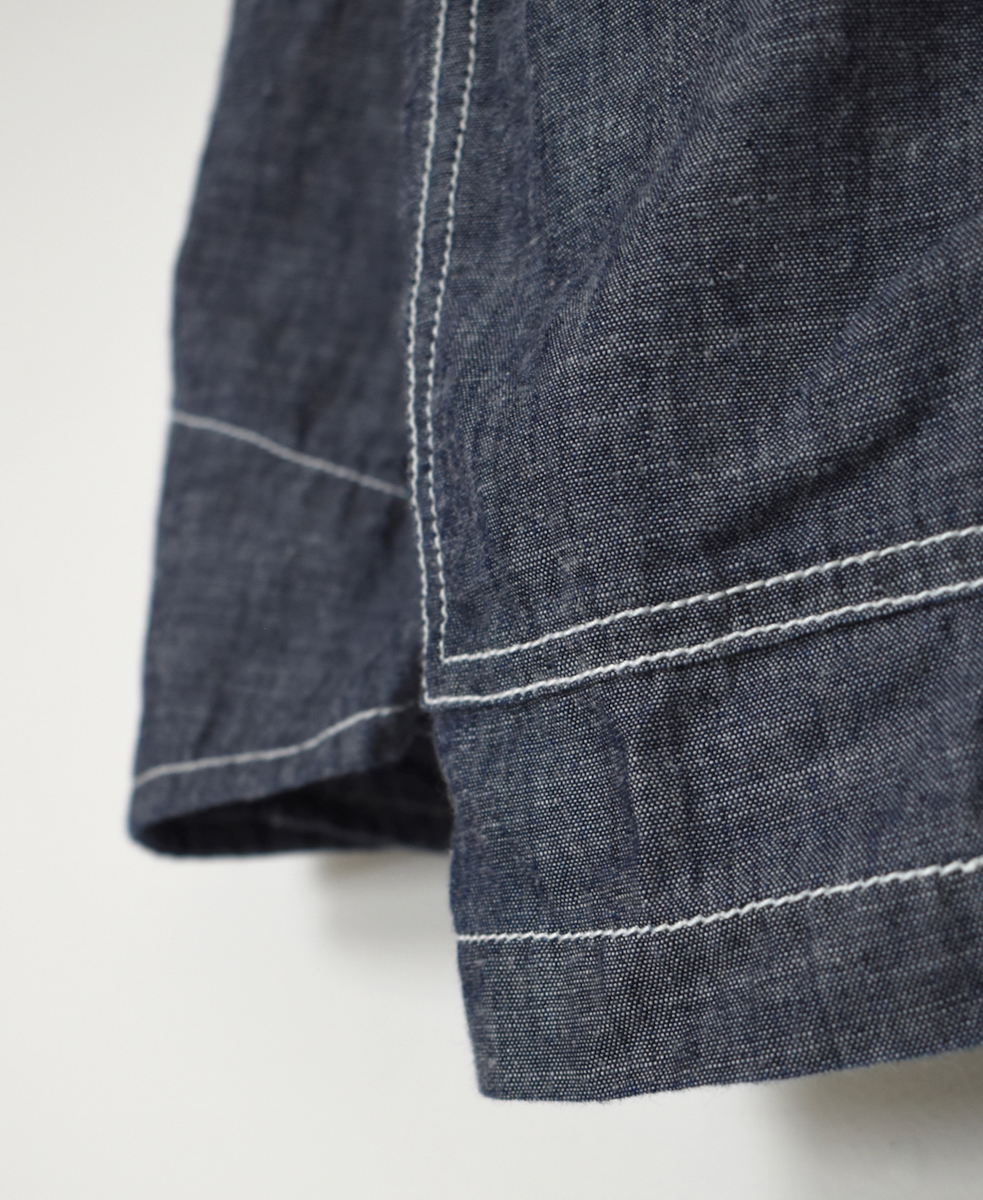 ISNAM2501CB(ジャケット) NAVY CHAMBRAY BANDED COLLAR JACKET