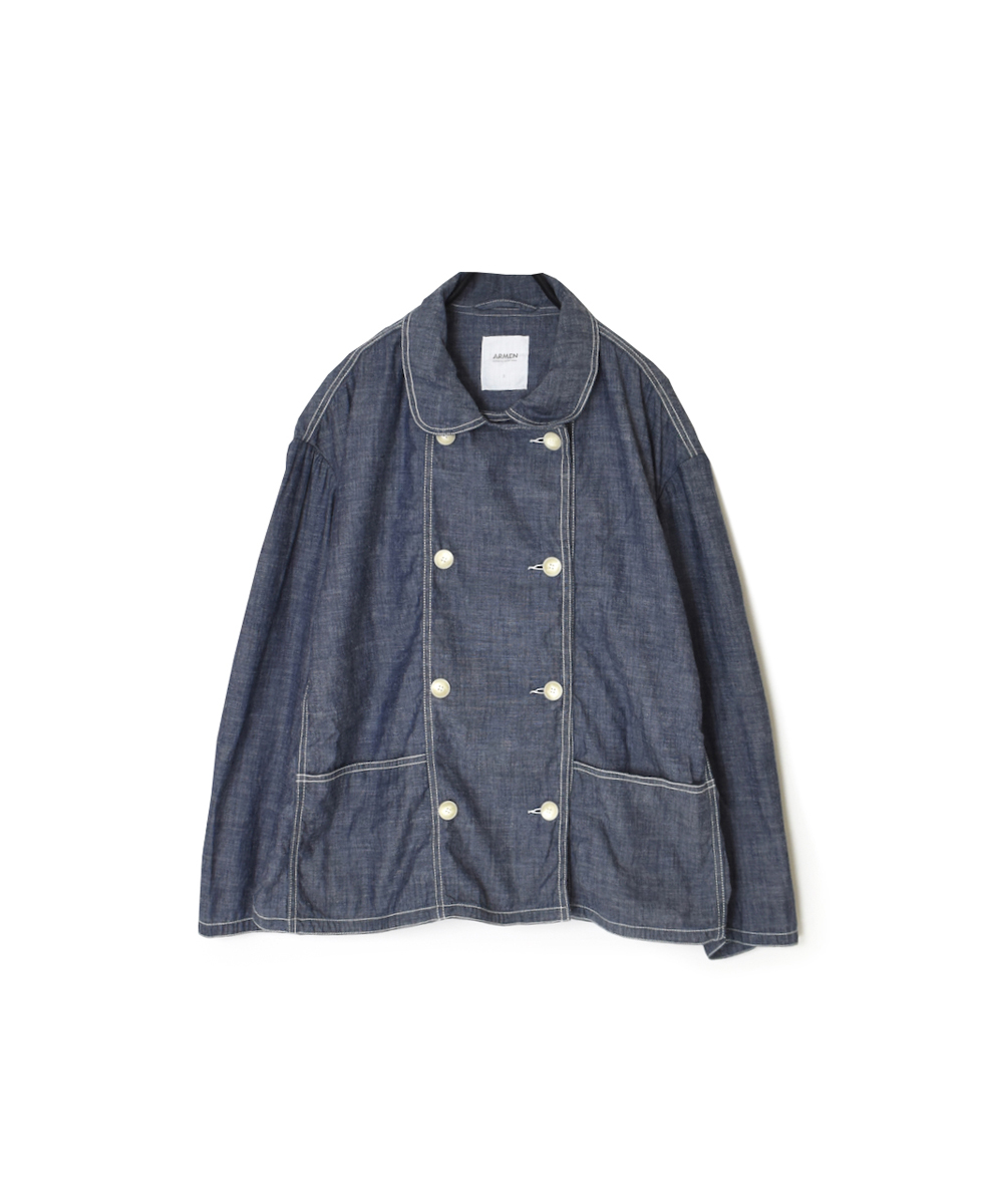 ISNAM2402CB(ジャケット) NAVY CHAMBRAY ROUND COLLAR DOUBLE JACKET