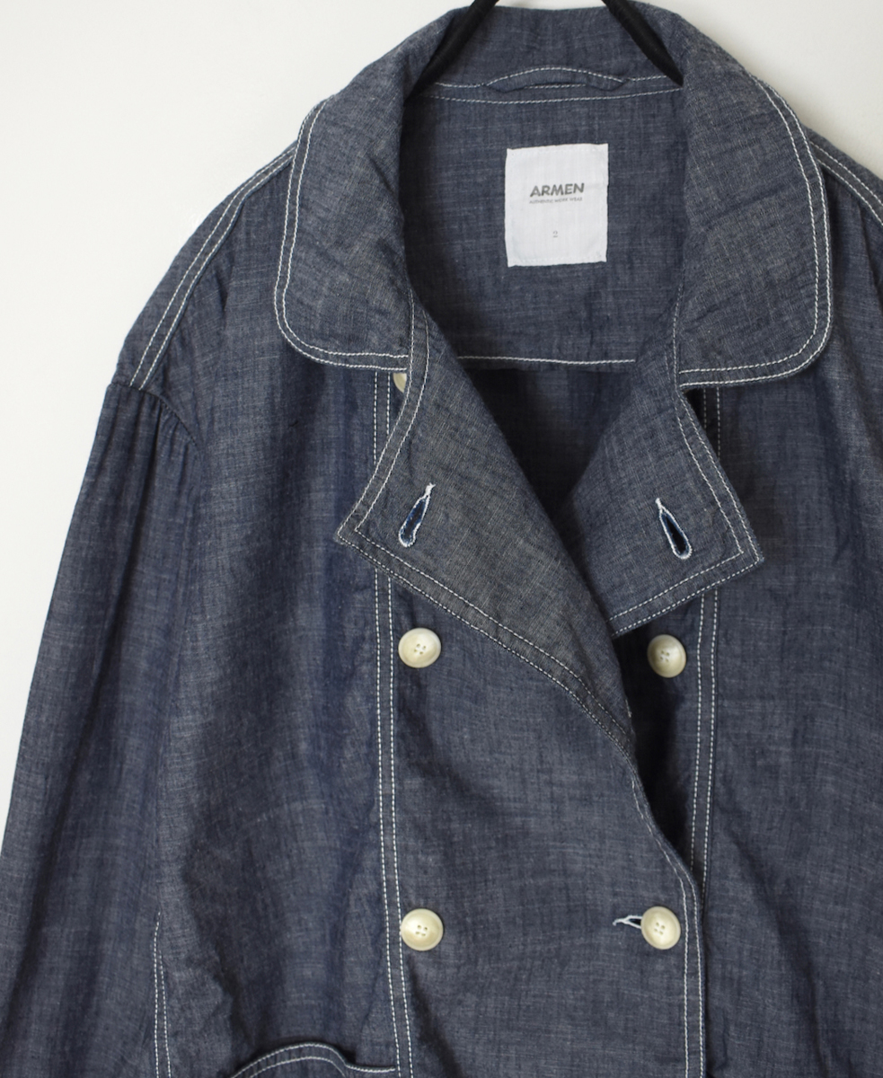 ISNAM2402CB(ジャケット) NAVY CHAMBRAY ROUND COLLAR DOUBLE JACKET