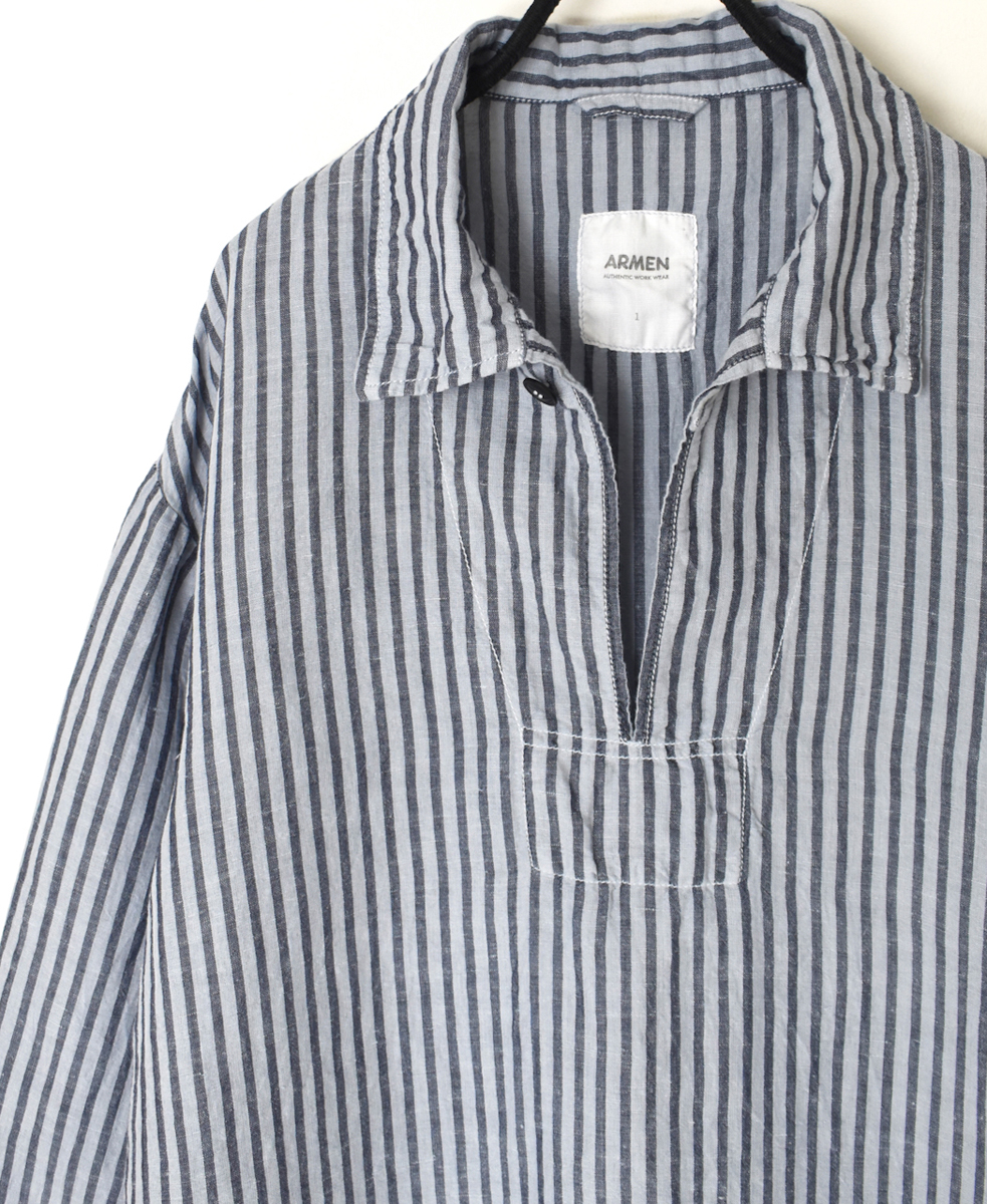 ISNAM2521SD(シャツ) COTTON/LINEN STRIPE OVERDYE SKIPPER SHIRT