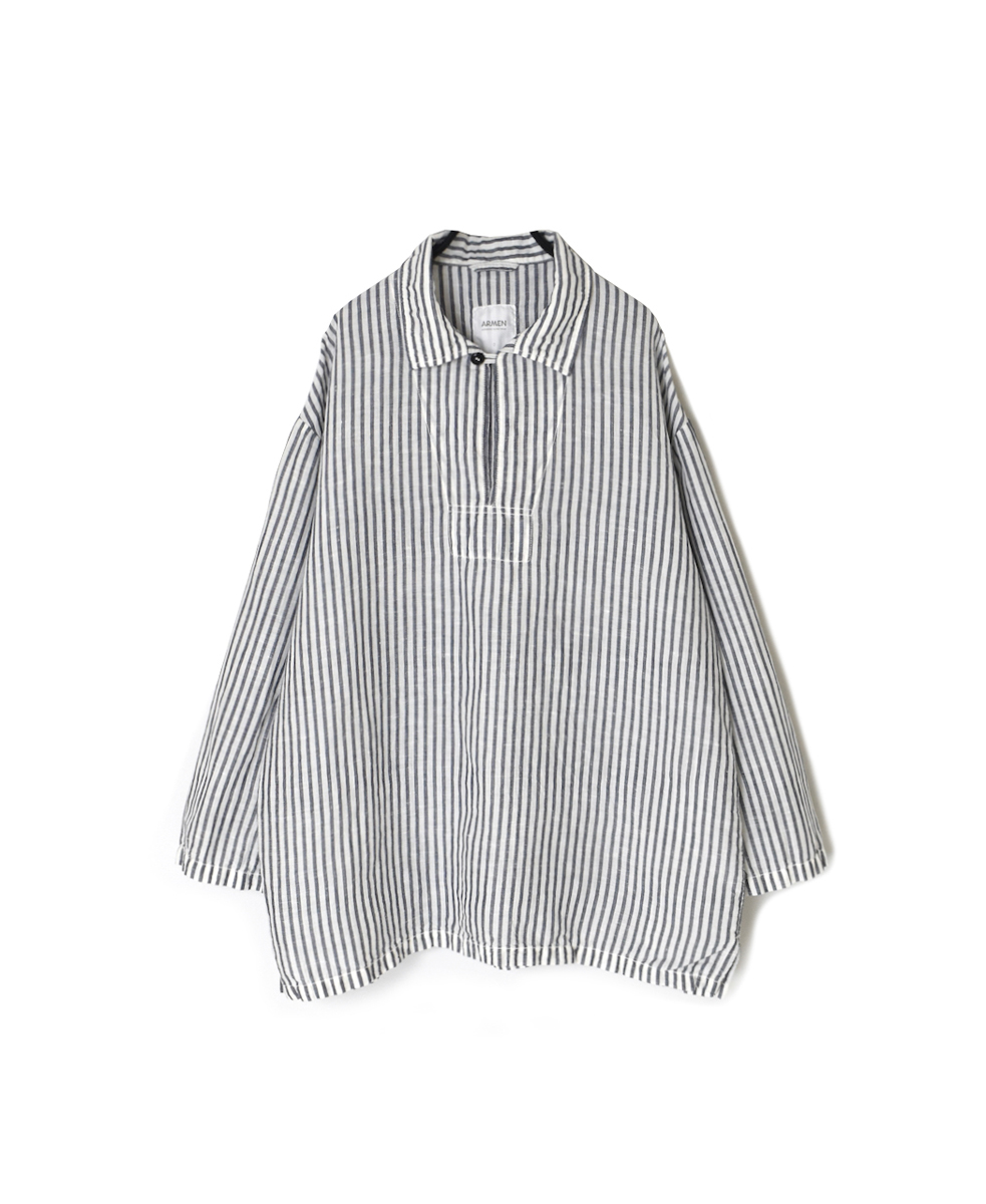 ISNAM2521SD(シャツ) COTTON/LINEN STRIPE OVERDYE SKIPPER SHIRT