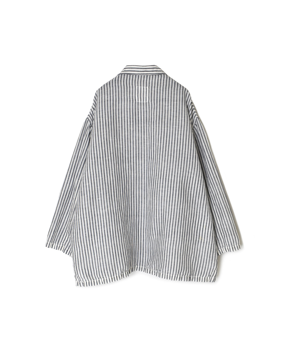 ISNAM2521SD(シャツ) COTTON/LINEN STRIPE OVERDYE SKIPPER SHIRT