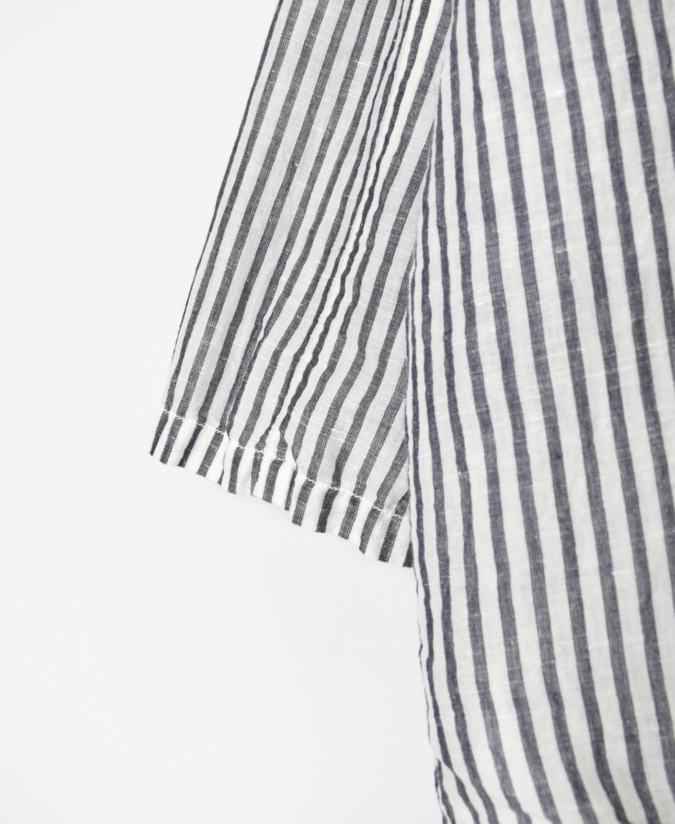 ISNAM2521SD(シャツ) COTTON/LINEN STRIPE OVERDYE SKIPPER SHIRT