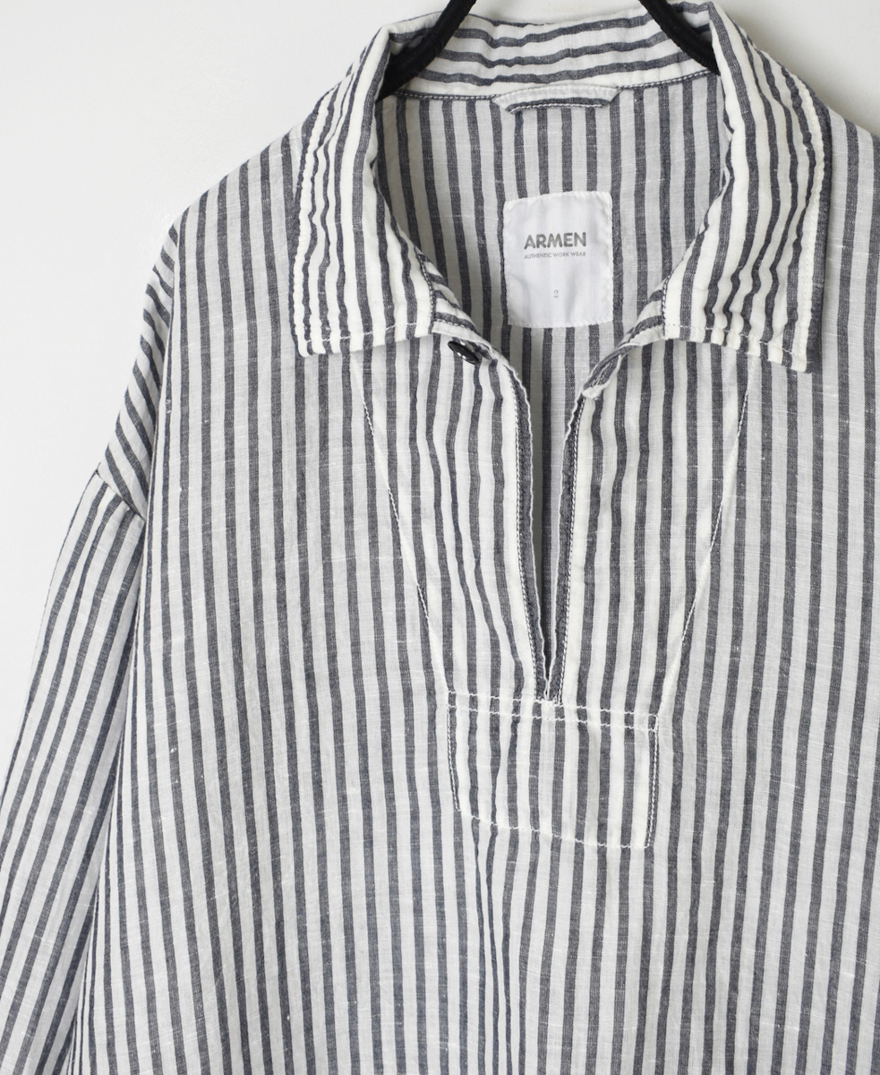 ISNAM2521SD(シャツ) COTTON/LINEN STRIPE OVERDYE SKIPPER SHIRT