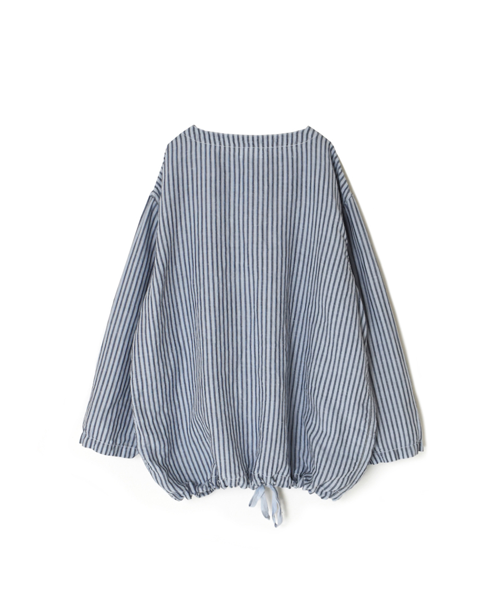 ISNAM2522SD(シャツ) COTTON/LINEN STRIPE OVERDYE BOAT NECK PULLOVER