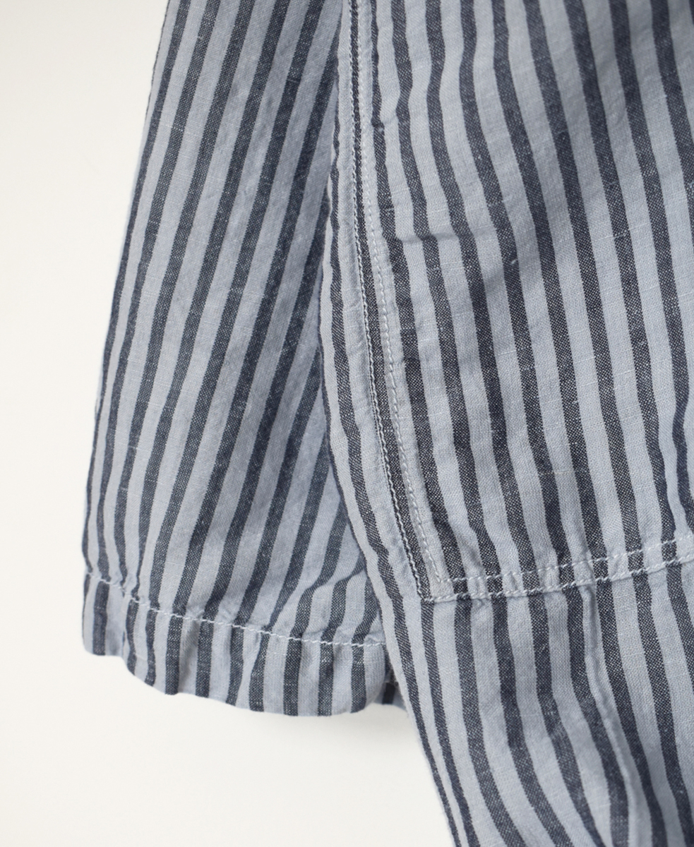 ISNAM2522SD(シャツ) COTTON/LINEN STRIPE OVERDYE BOAT NECK PULLOVER