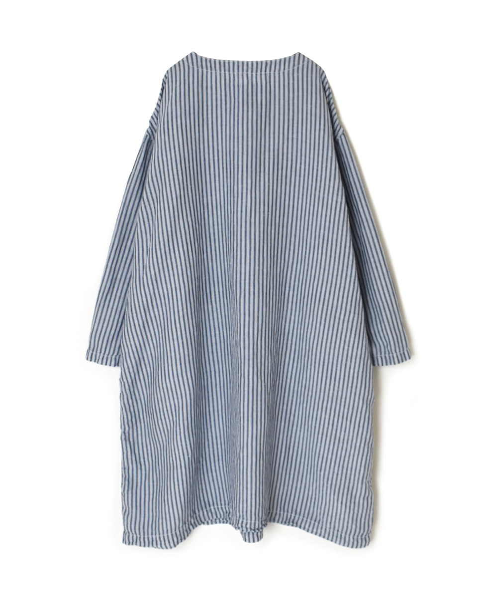 ISNAM2523SD(プルオーバー) COTTON/LINEN STRIPE OVERDYE BOAT NECK LONG PULLOVER