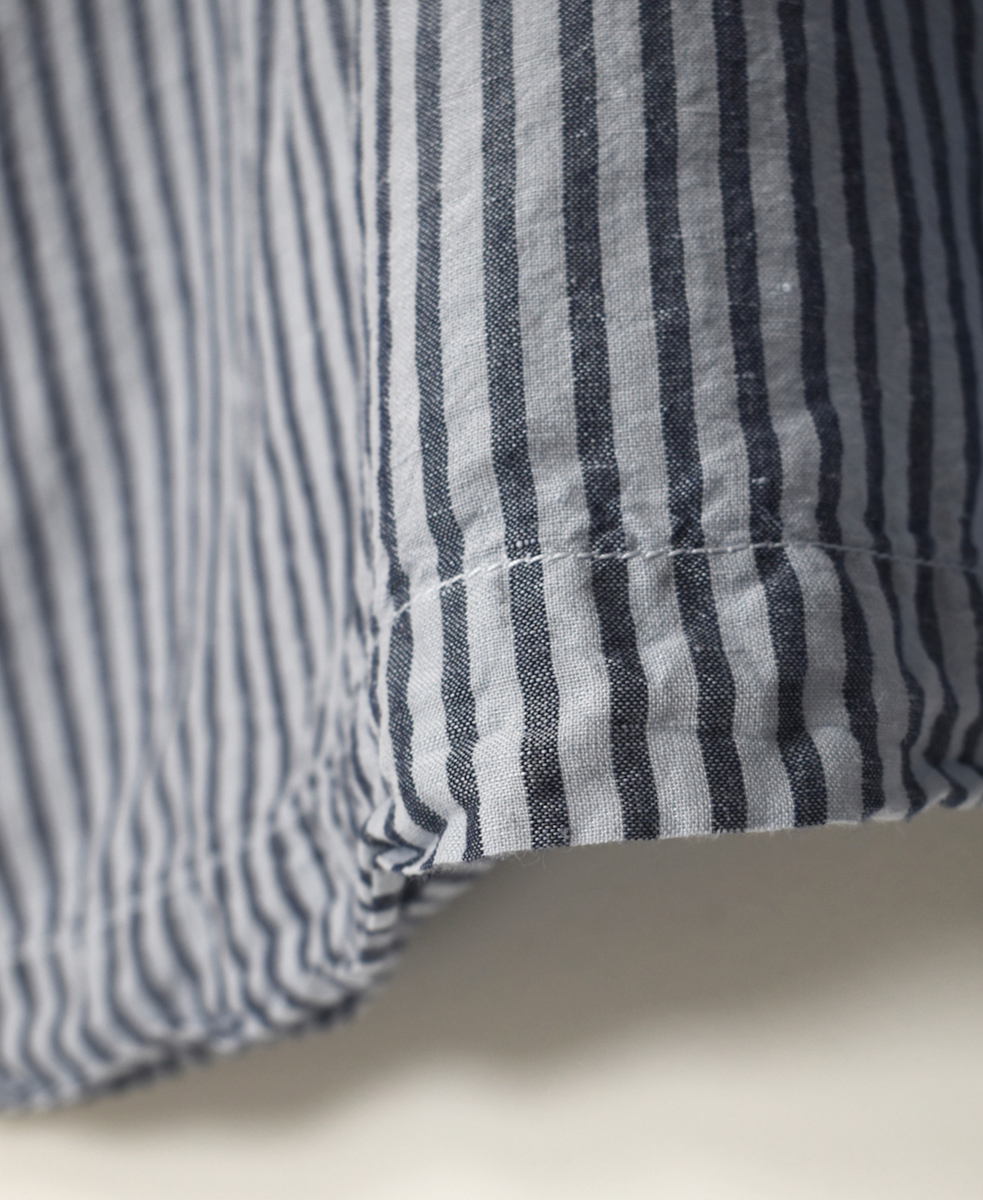 ISNAM2523SD(プルオーバー) COTTON/LINEN STRIPE OVERDYE BOAT NECK LONG PULLOVER