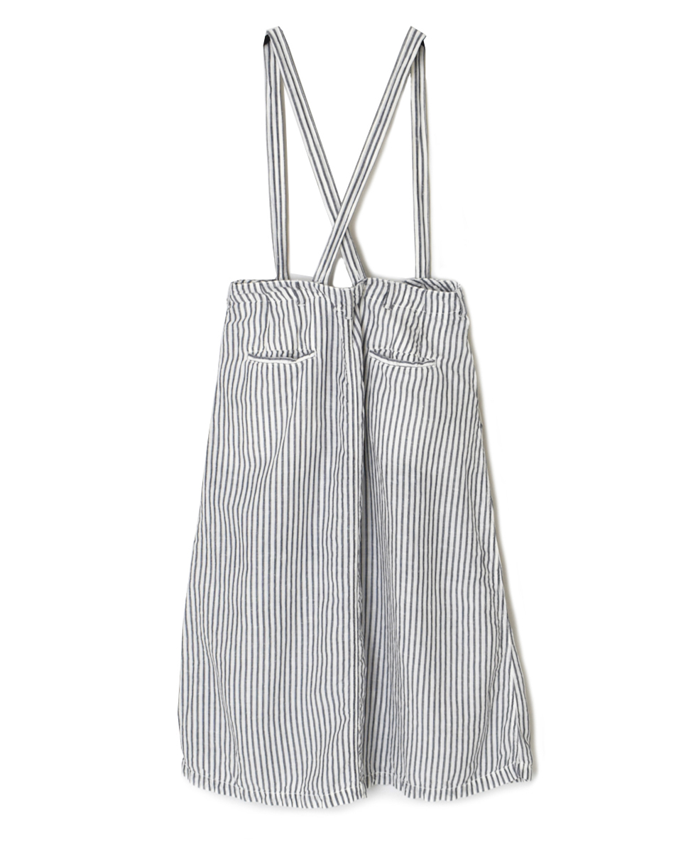 ISNAM2524SD(スカート) COTTON/LINEN STRIPE OVERDYE ADJUSTER TACK SKIRT WITH SUSPENDER