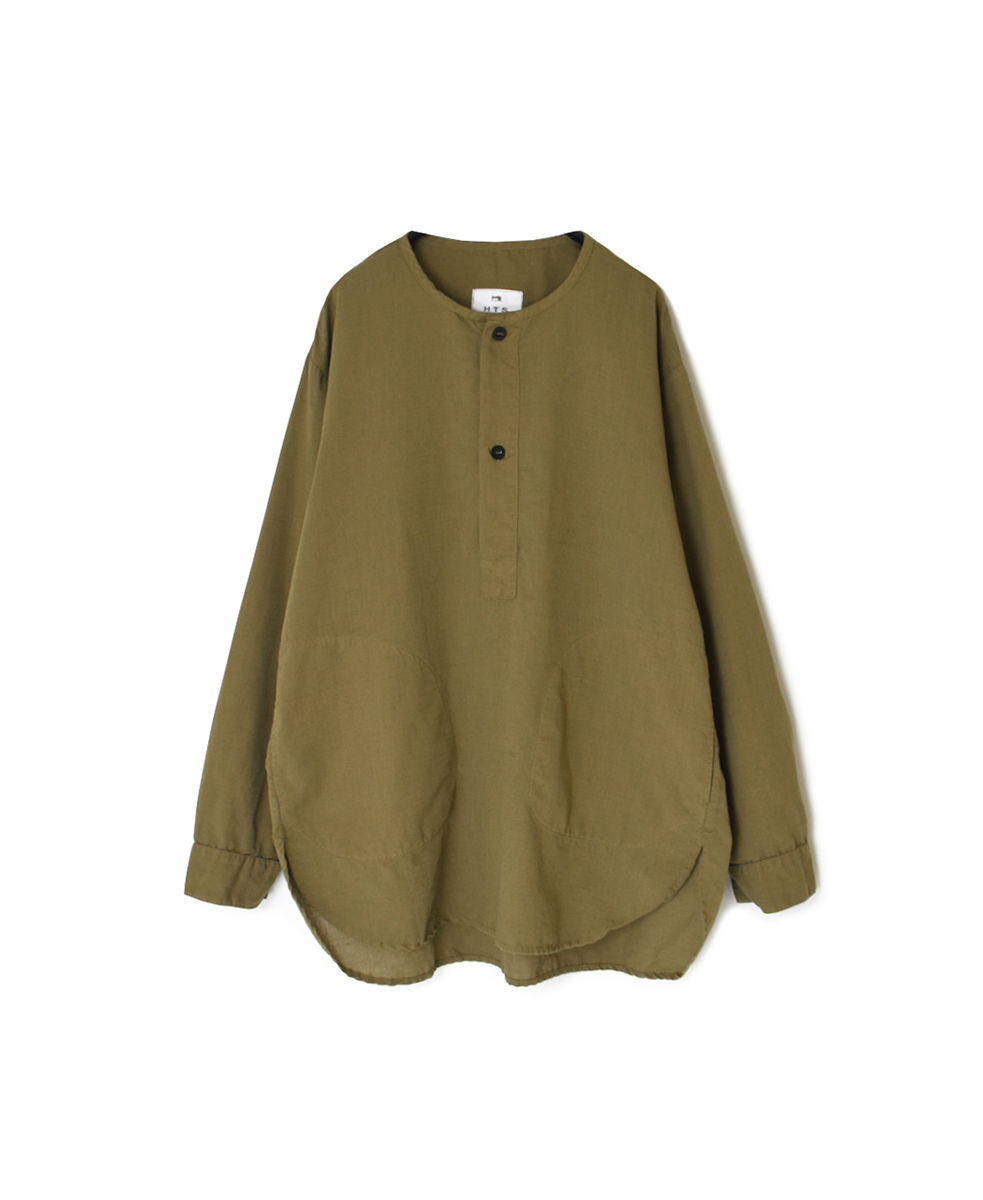 INHT2513CLD(シャツ) COTTON LINEN PLAIN OVERDYE HENRY NECK SHIRT