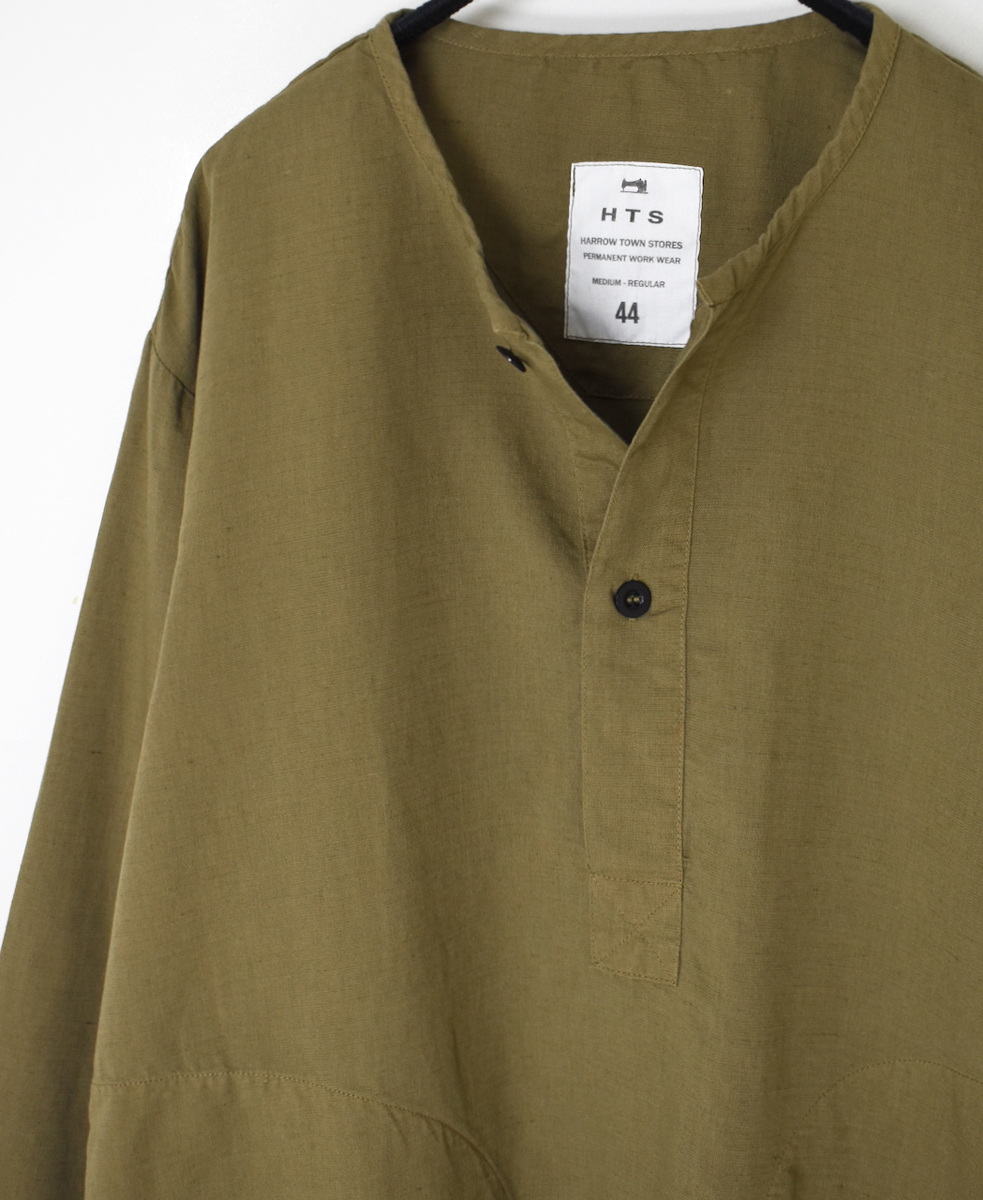 INHT2513CLD(シャツ) COTTON LINEN PLAIN OVERDYE HENRY NECK SHIRT