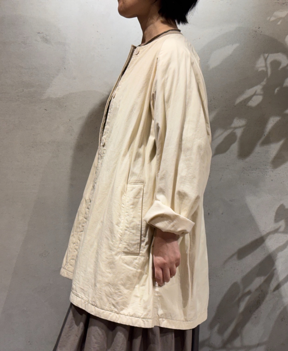 ●NMDS24631W(コート) 40s ORGANIC POPLIN RAGLAN SHORT COAT WITH VERTICAL STITCH