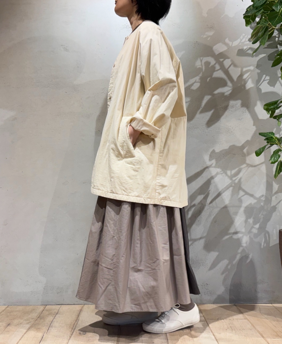 ●NMDS24631W(コート) 40s ORGANIC POPLIN RAGLAN SHORT COAT WITH VERTICAL STITCH