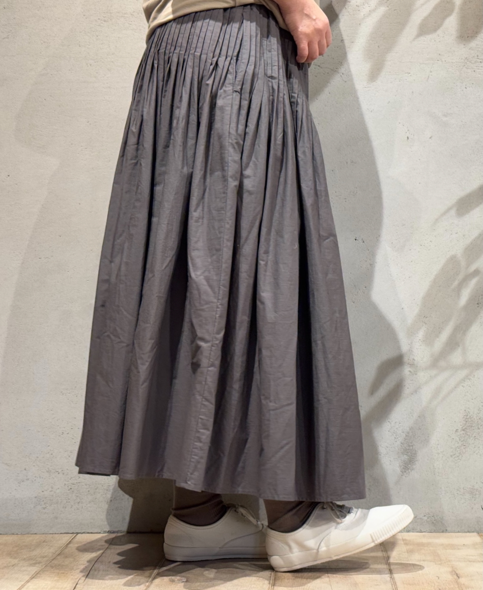 ●NMDS24642(スカート) 40s ORGANIC POPLIN(PATCHWORK) PINTUCK FLARED SKIRT WITH CRAZY PATCH WORK