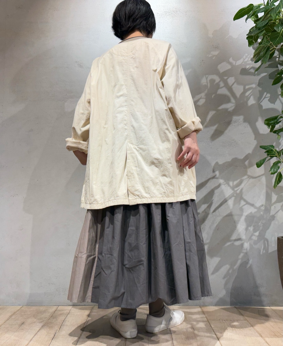 ●NMDS24642(スカート) 40s ORGANIC POPLIN(PATCHWORK) PINTUCK FLARED SKIRT WITH CRAZY PATCH WORK