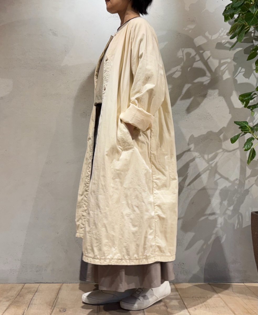 ●NMDS24632W(コート) 40s ORGANIC POPLIN RAGLAN COAT WITH VERTICAL STITCH