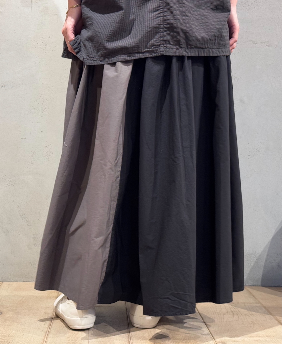 ●NMDS24642(スカート) 40s ORGANIC POPLIN(PATCHWORK) PINTUCK FLARED SKIRT WITH CRAZY PATCH WORK