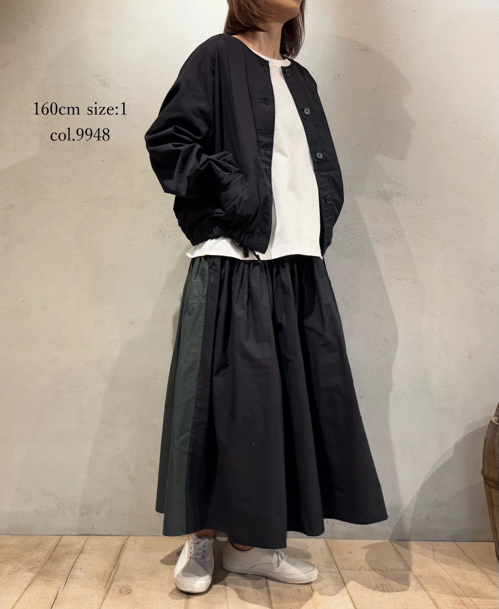 ●NMDS24641(スカート) 40s ORGANIC POPLIN(PATCHWORK) PINTUCK FLARED SKIRT WITH PATCH WORK