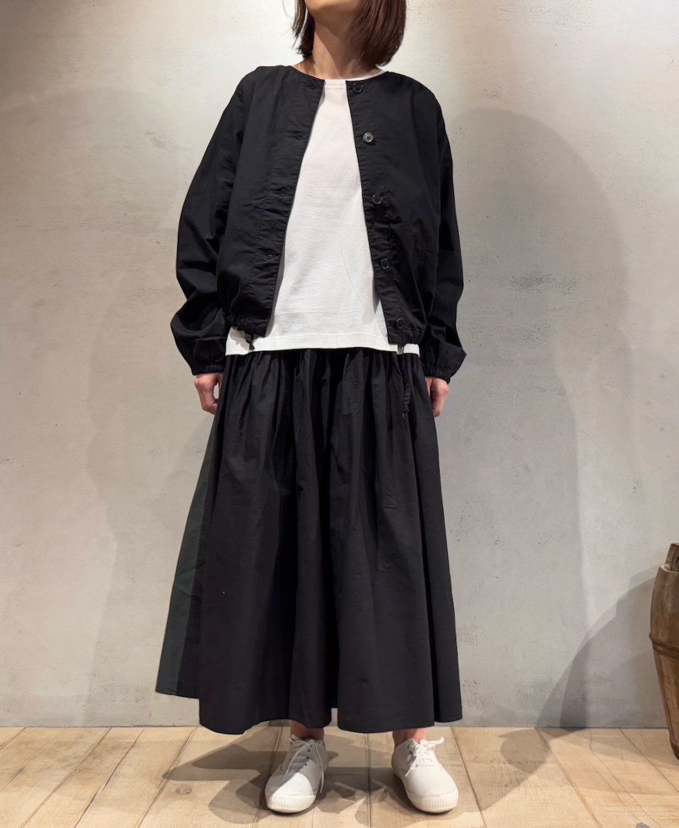 ●NMDS24641(スカート) 40s ORGANIC POPLIN(PATCHWORK) PINTUCK FLARED SKIRT WITH PATCH WORK