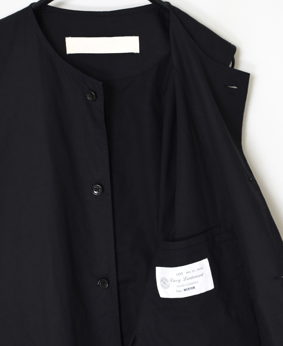 ●NVL2502CP(ベスト) 40s ORGANIC POPLIN NO COLLAR VEST