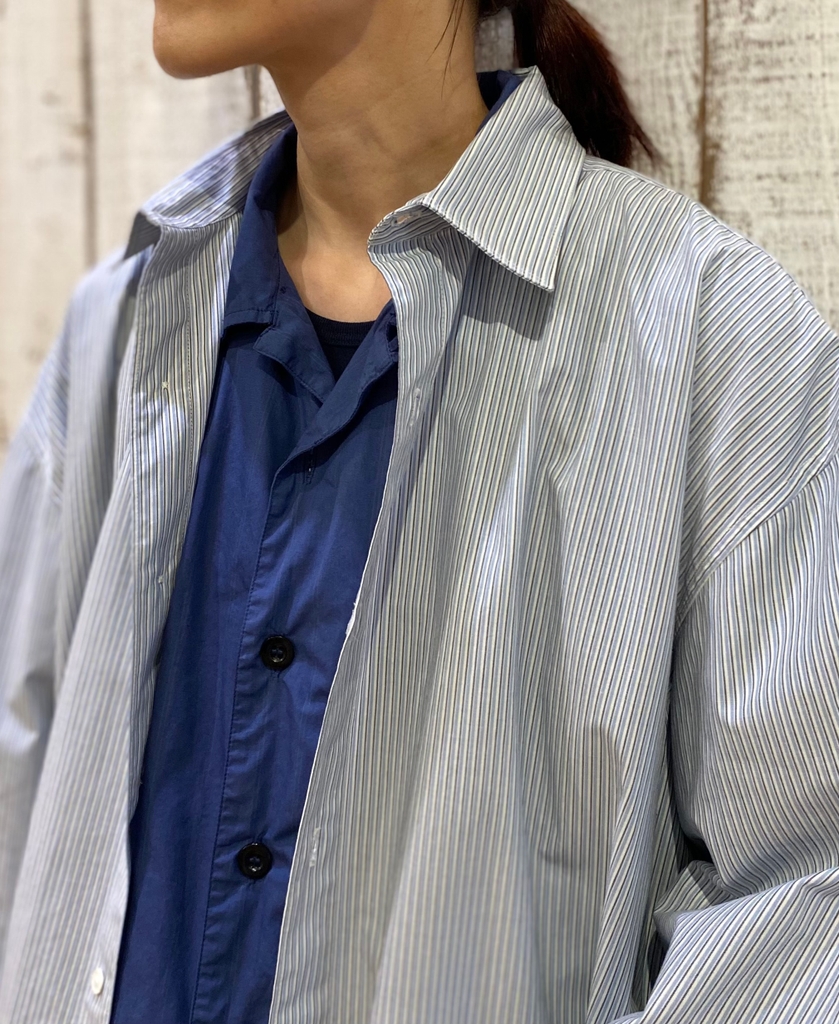 ●NVL2411(シャツ) POPLIN STRIPE REGULAR COLLAR L/SL SHIRT