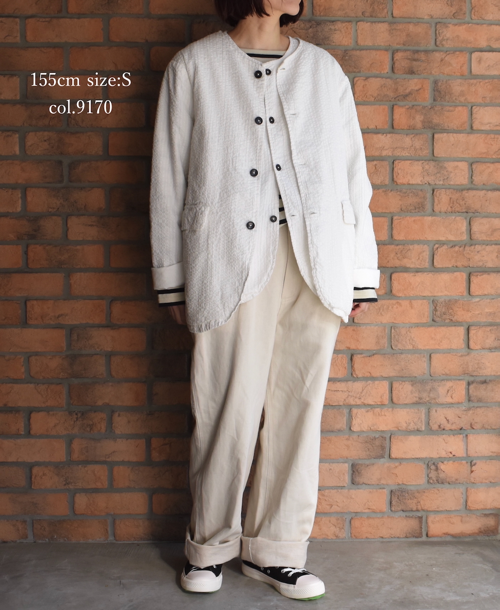 ●NVL2511SPD(ジャケット) SEERSUCKER PLAIN OVERDYE SIDE VENTS NO COLLAR JACKET