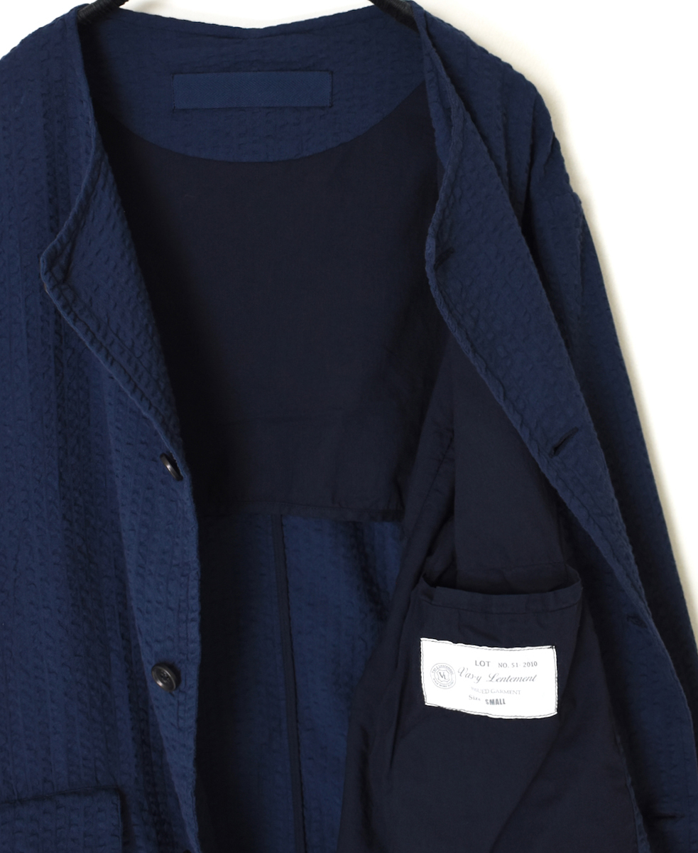 ●NVL2511SPD(ジャケット) SEERSUCKER PLAIN OVERDYE SIDE VENTS NO COLLAR JACKET