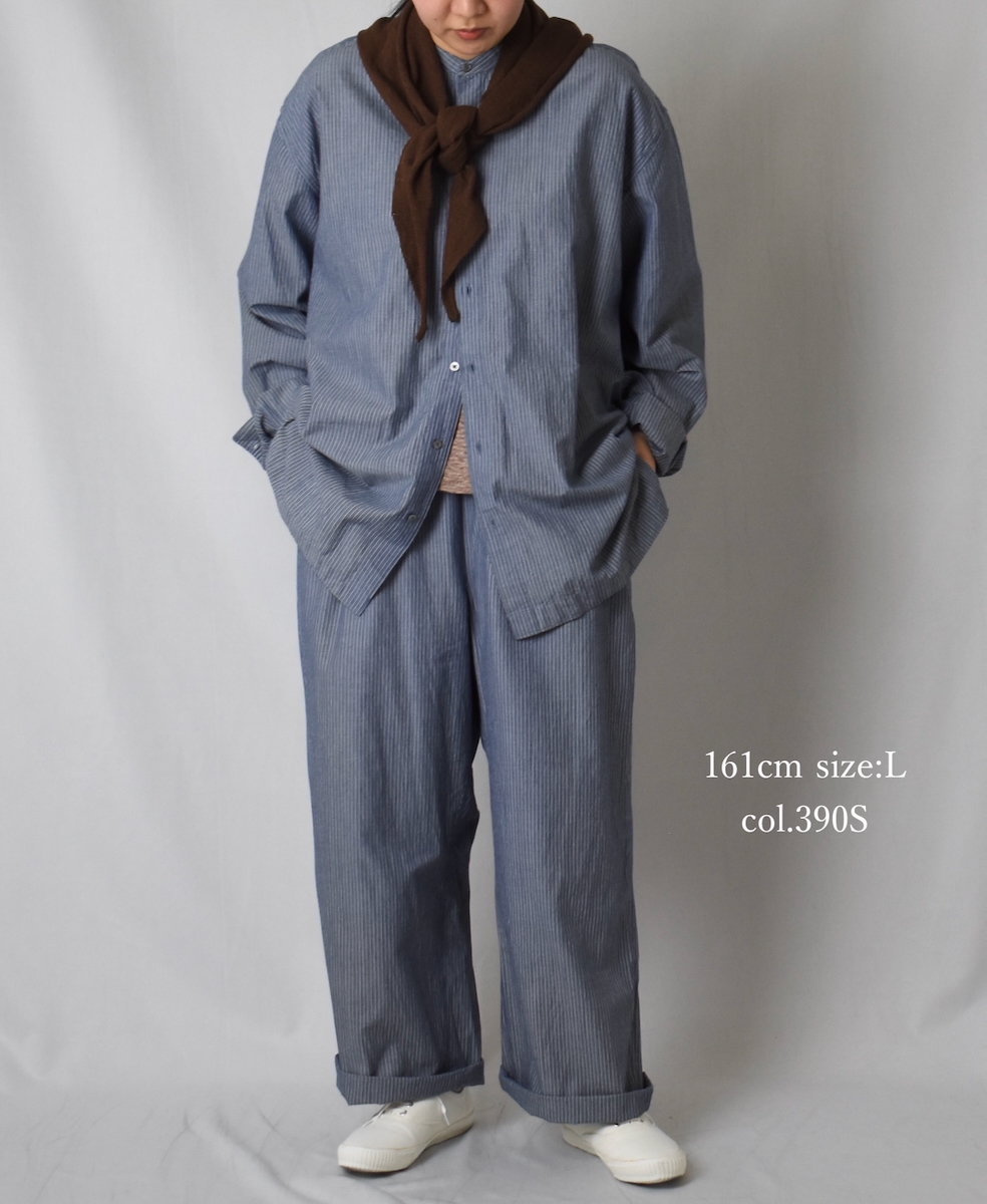 ●NVL2523(パンツ) POPLIN STRIPE EASY PANTS