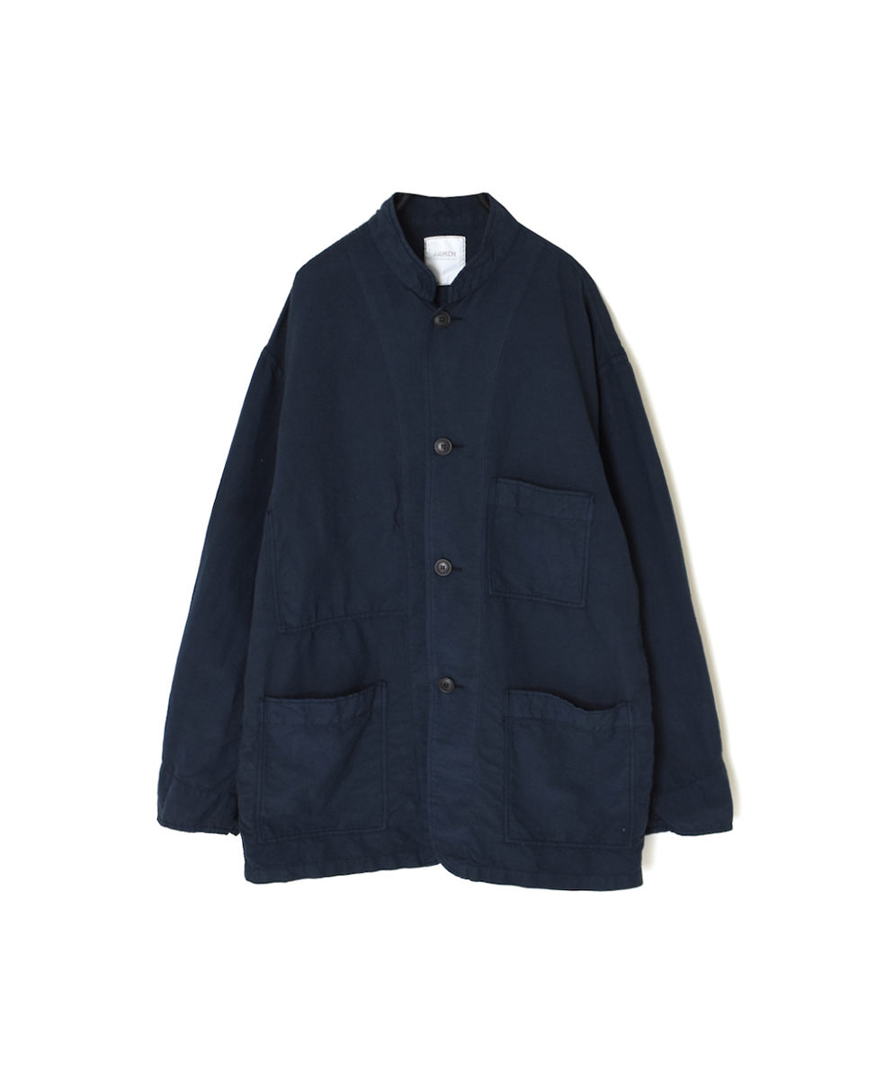 ISNAM2501D(ジャケット) COTTON LINEN OVERDYE BANDED COLLAR JACKET