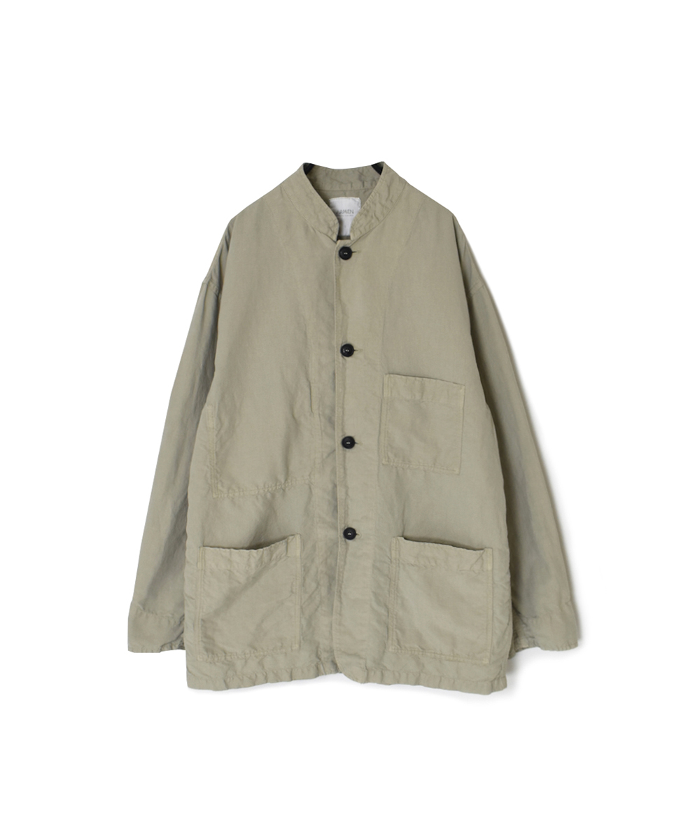 ISNAM2501D(ジャケット) COTTON LINEN OVERDYE BANDED COLLAR JACKET