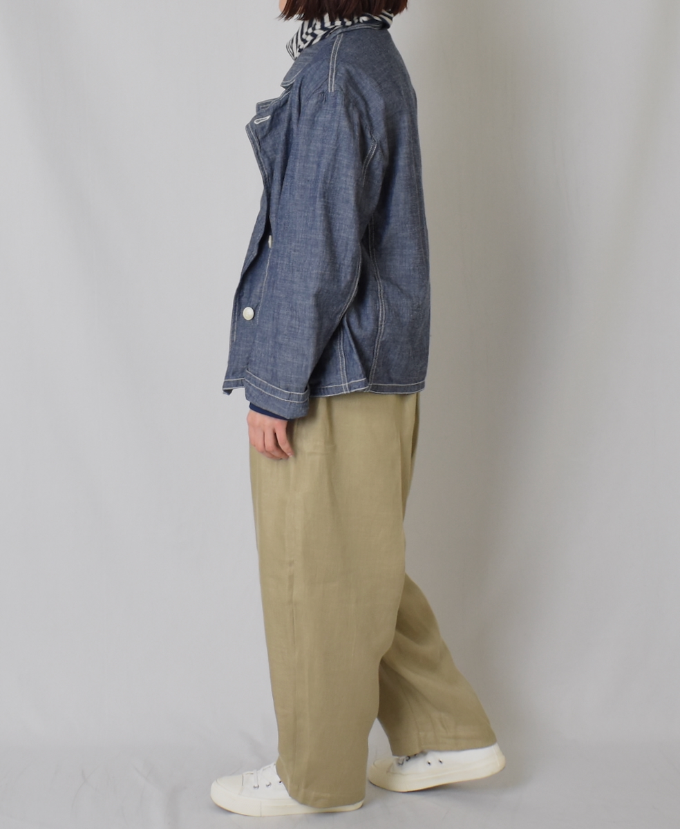 ISNAM2402CB(ジャケット) NAVY CHAMBRAY ROUND COLLAR DOUBLE JACKET