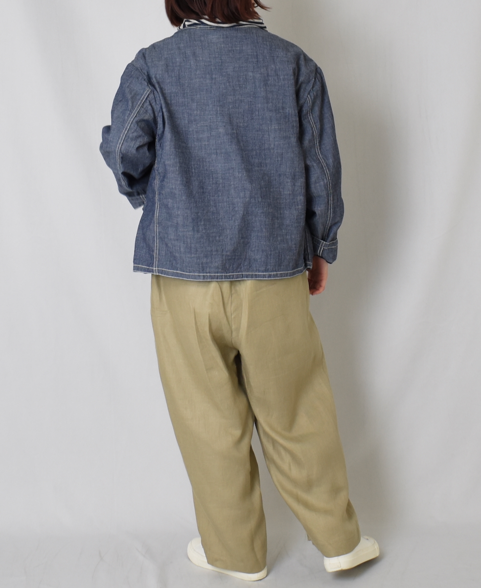 ISNAM2402CB(ジャケット) NAVY CHAMBRAY ROUND COLLAR DOUBLE JACKET